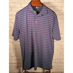 Peter Millar Summer Comfort Polo Purple Green Stripes Mens Sz L No Logo